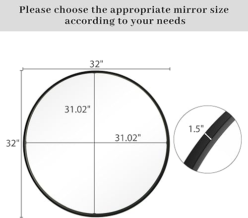 Miniatura 66 de WallBeyond Espejo redondo de madera de 24 pulgadas, espejo de pared circular para baño, espejo de pared redondo para decoración de pared, tocador