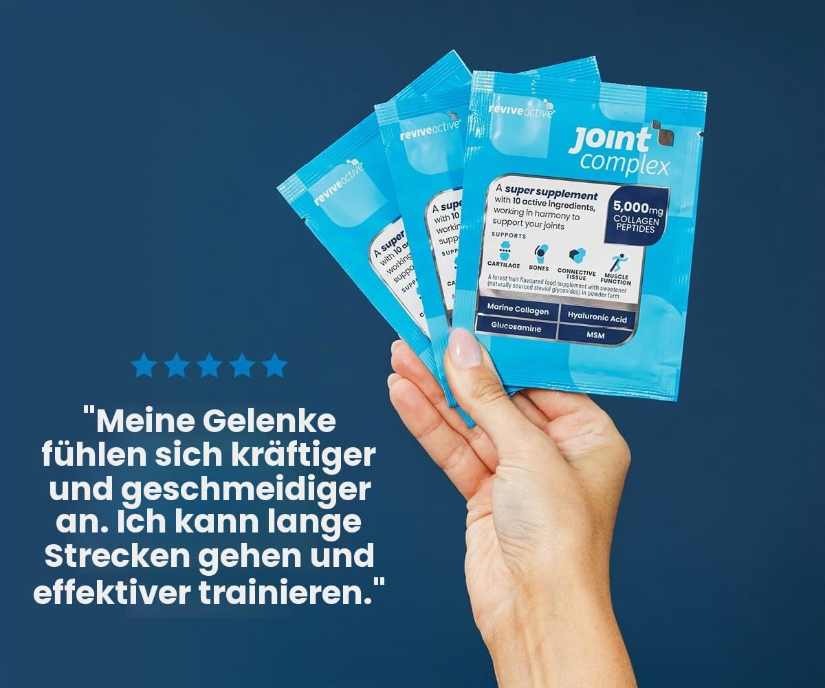Joint Complex von Revive Active - Ein täglicher Sachet - Trägt mit Meereskollagen, Hyaluronsäure und Glucosamin zur Unterstützung von Gelenken, Knorpel, Knochen und Muskelfunktion bei, 30-Tage-Packung