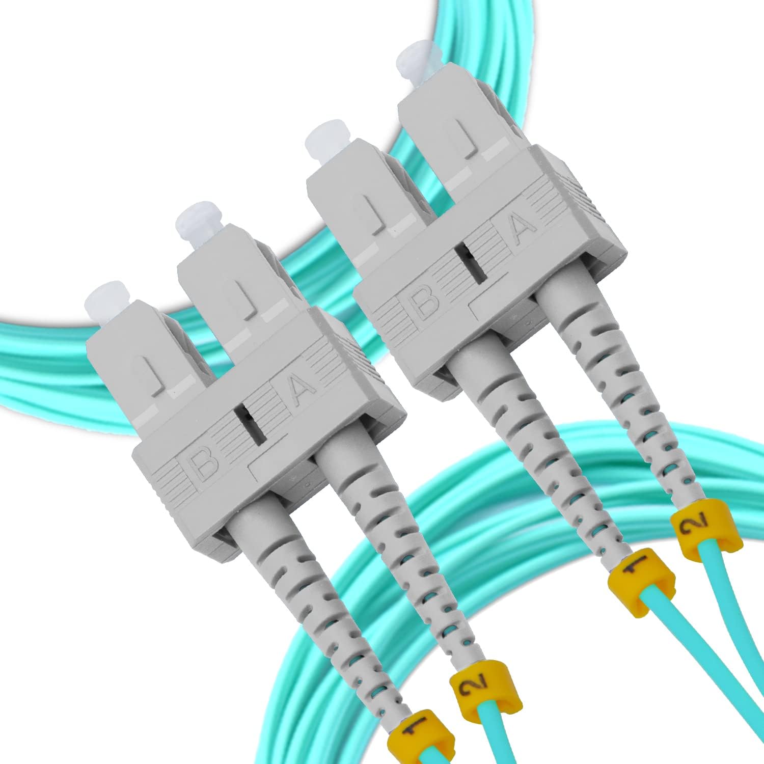 NewYork Cables Fiber Patch Cable | SC to SC Multimode Duplex OM4 50/125 Jumper Cord | 10M (32.8ft) 40gb Fiber Optic Cable (Aqua)