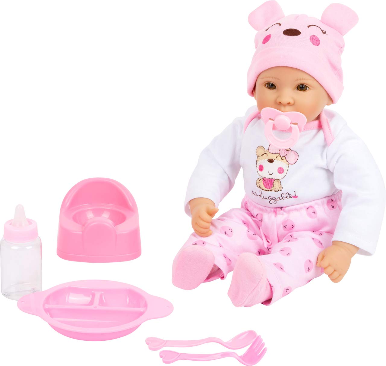Small Foot 11522 Girl Baby Doll with Accessories, Role-Playing Toy, with Soft Body, 5 Pieces, Multicolored