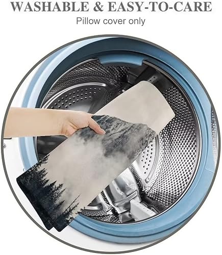 Miniatura 6 de Funda de almohada corporal con diseño de bosque neblinoso paisaje natural montaña pino nube árbol funda de almohada larga con cremallera funda de