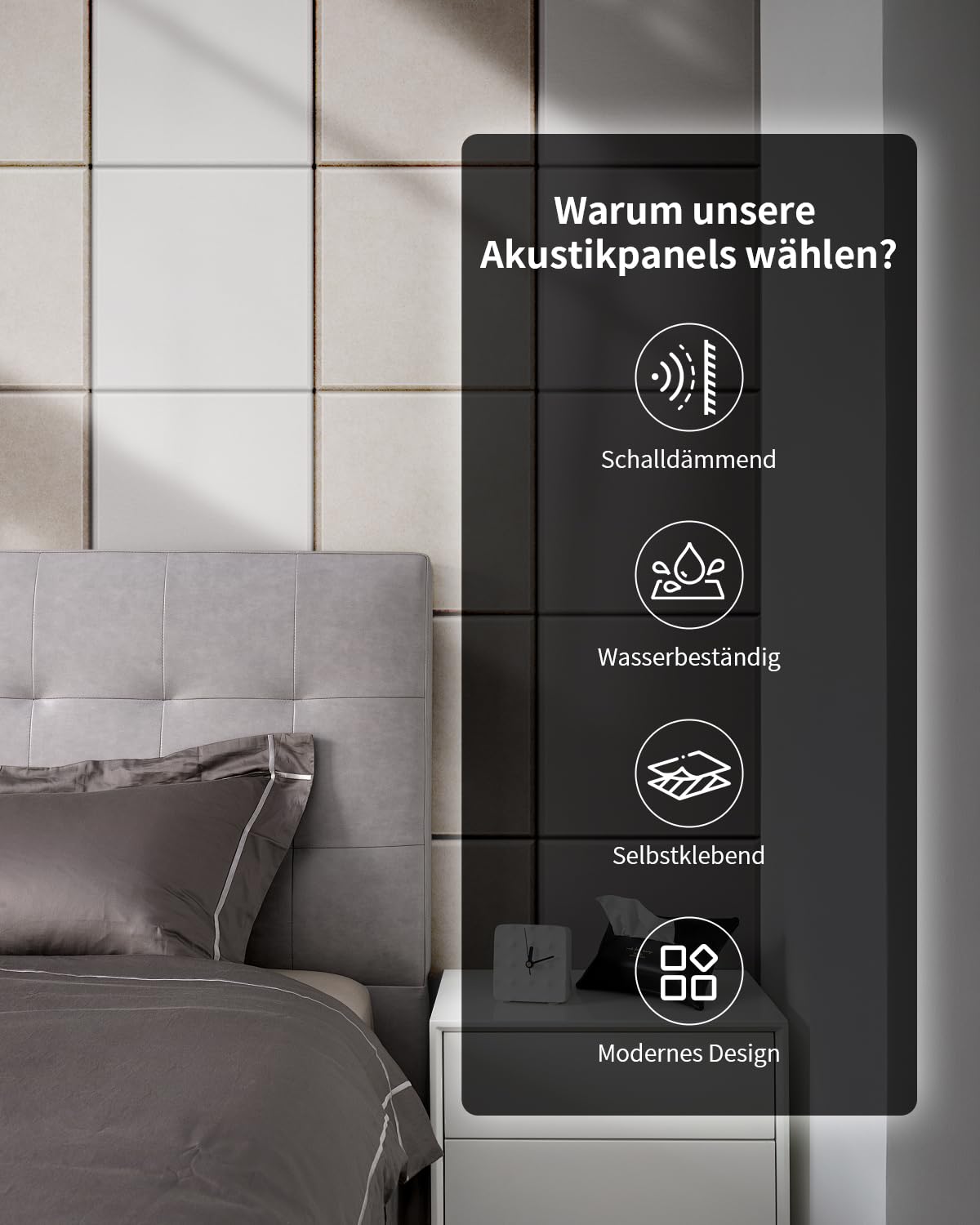 36 Stück Akustikplatten Selbstklebend, Akustikpaneele Schallabsorber mit hoher Dichte, Akustische Behandlung und Wanddekoration für Tonstudio, Gaming Deko und Studio, 30x30x0.9cm, Weiß