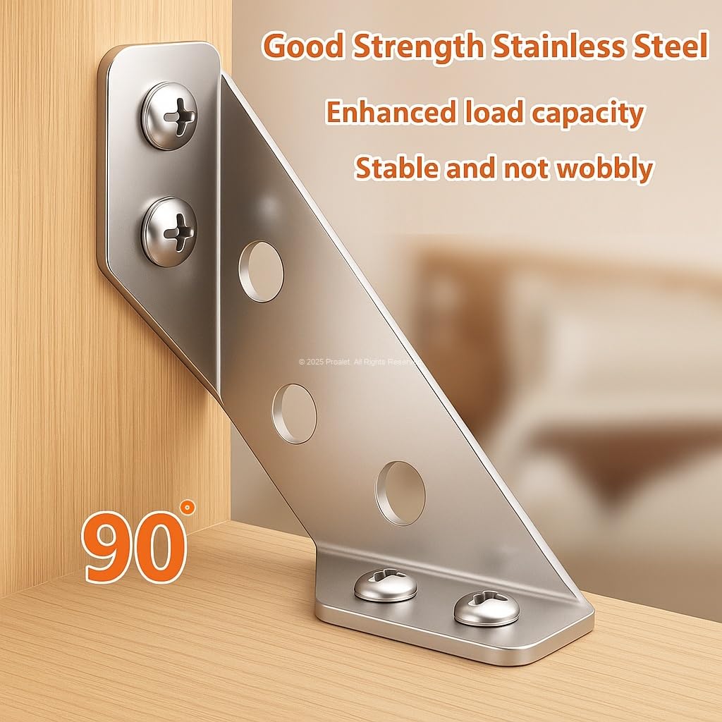 Proalet Yönsüz Köşe Bağlantı Aparatı, 155x70x20 mm, Delikli Metal, Montaj Plakası, Ahşap, Raf, Masa, Dolap Bağlantısı, Mobilya Montaj Parçası, Dayanıklı, Galvaniz Kaplama, Bağlantı Elemanı (4 Adet)