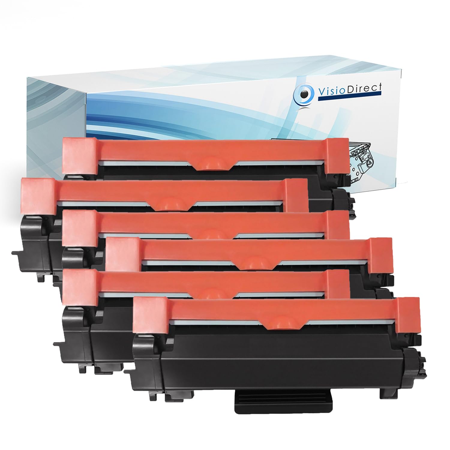Visiodirect 6 Toner Cartouche d'encre Type TN-2420 Noir Compatible avec Brother DCP-L2537DW 3000 Pages Certifié ISO 9001 ISO 14001