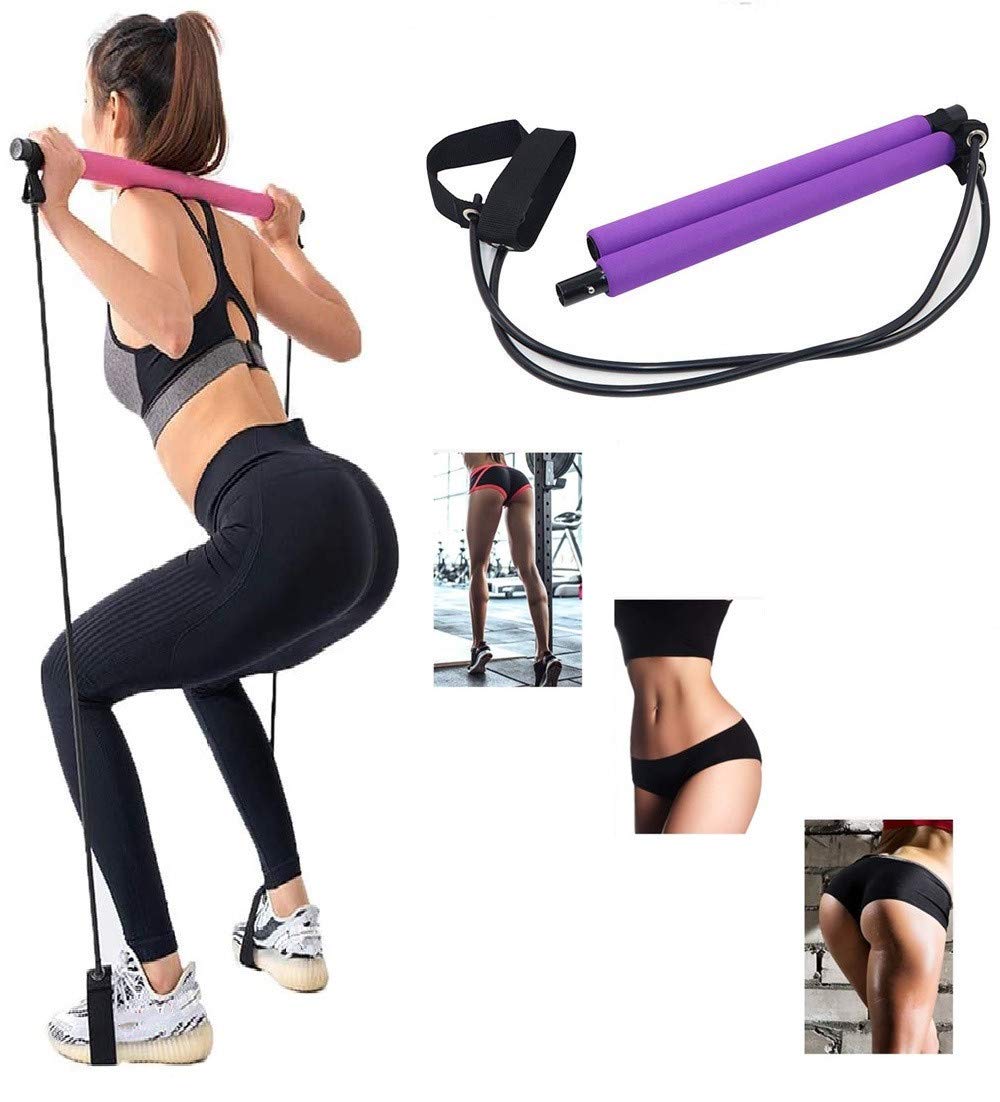 BAOLONG Yoga Pilates Stick Total Body Workout Bar, Stretch,Twisting,Sit-Up Bar Resistance Band,Portable Home Gym Workout Package,Total Body Workout (Purple) (B085L5XYTH) Amazon Price History, Amazon Price Tracker