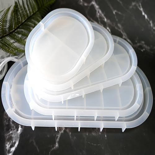 Miniatura 7 de Juego de 5 moldes ovalados de resina de 12 pulgadas, 10 pulgadas, 9 pulgadas, 7 pulgadas, 5.7 pulgadas para resina epoxi, soporte para joyas,