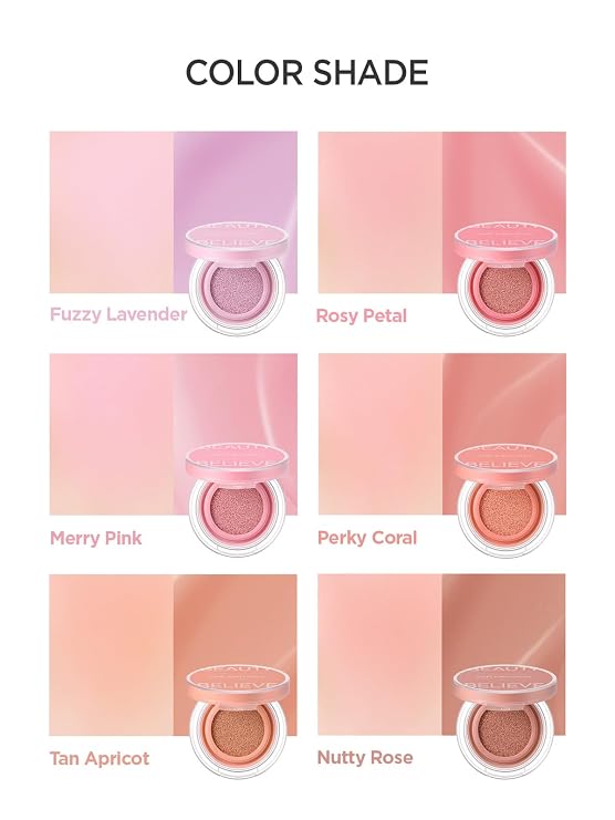 JUNG SAEM MOOL Artist Cushion Blush | Easy to Blend with Puff, Buildable Liquid Blush for Cheeks with a Natural & Matte Finish, Korean Makeup (Blur | Perky Coral)