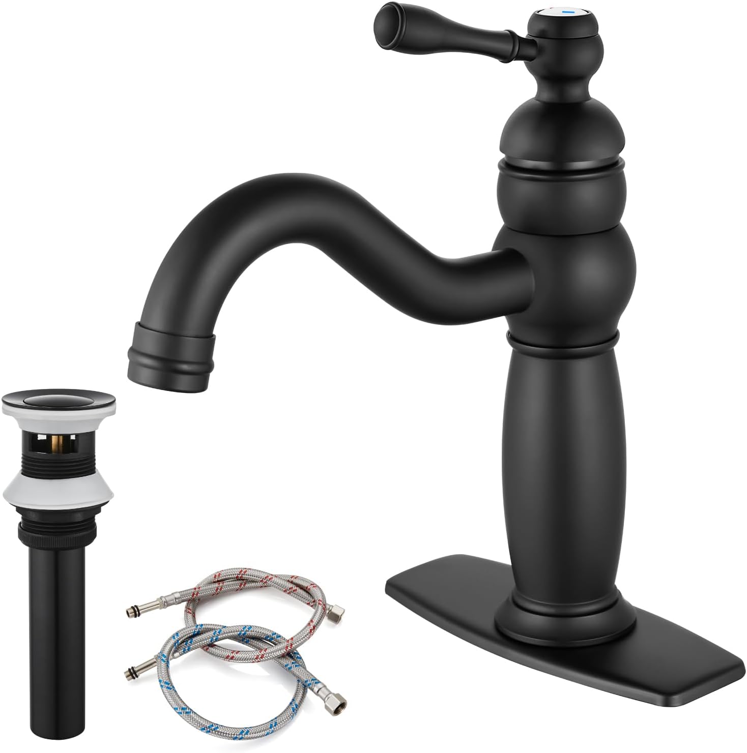 gotonovo Matte Black Bathroom Sink Faucet Single Hole Deck Mount Single ...