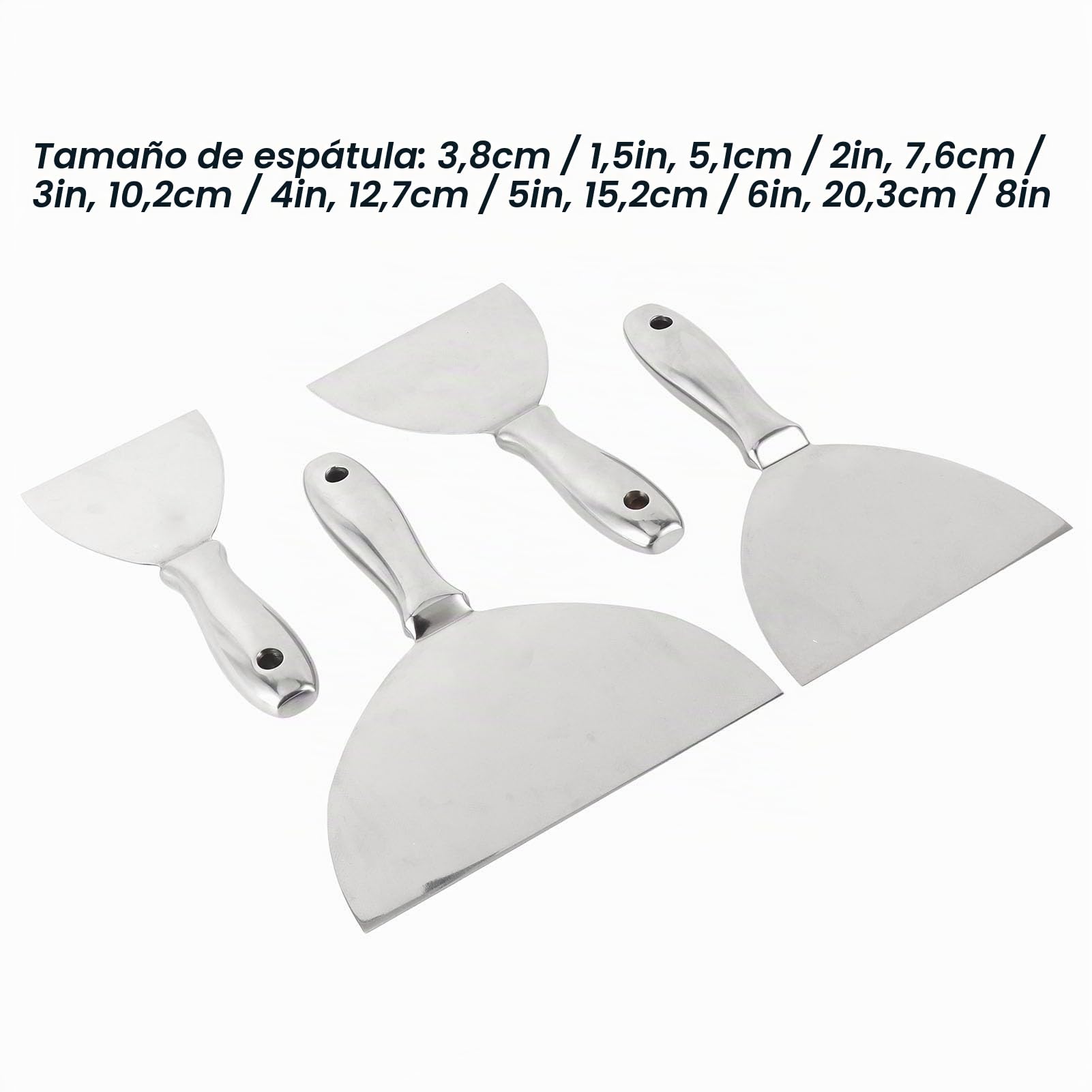 Juego de Espátulas para Masilla, 7 Piezas de Espátula de Acero Inoxidable, Kit de Herramientas Manuales Resistentes para Paneles de Yeso, Orificio para Colgar para Raspar Pintura