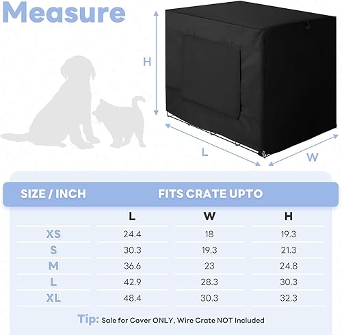 Miniatura 22 de Funda para jaula de perro para jaula grande de alambre de 42 pulgadas, para cachorros con puerta doble, poliéster 600D ligero a prueba de viento