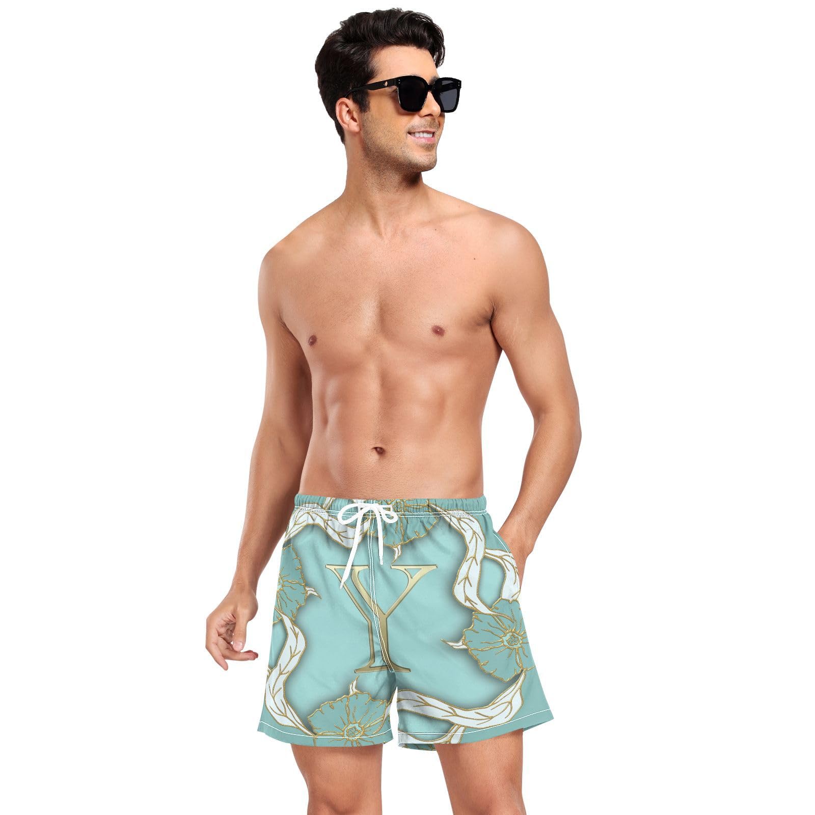 Yuiboo YSwimming Shorts for Men Men's 2 Layer Workout Shorts with Compression Liner Inseam Bathing Suit Quick Dry Multi