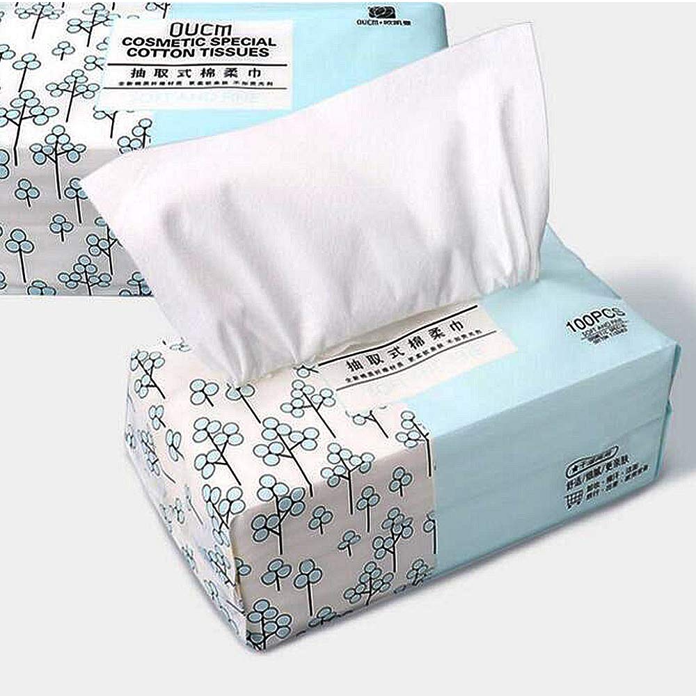OUGEER 1 Pack 100% Soft Cotton Pad, Removable Disposable Facial Cleansing Face Towel Cotton Non-woven Cotton Pad, Wet and Dry Face Towel, Multi-purpose Disposable Face Towel,Removing Makeup and Cleani