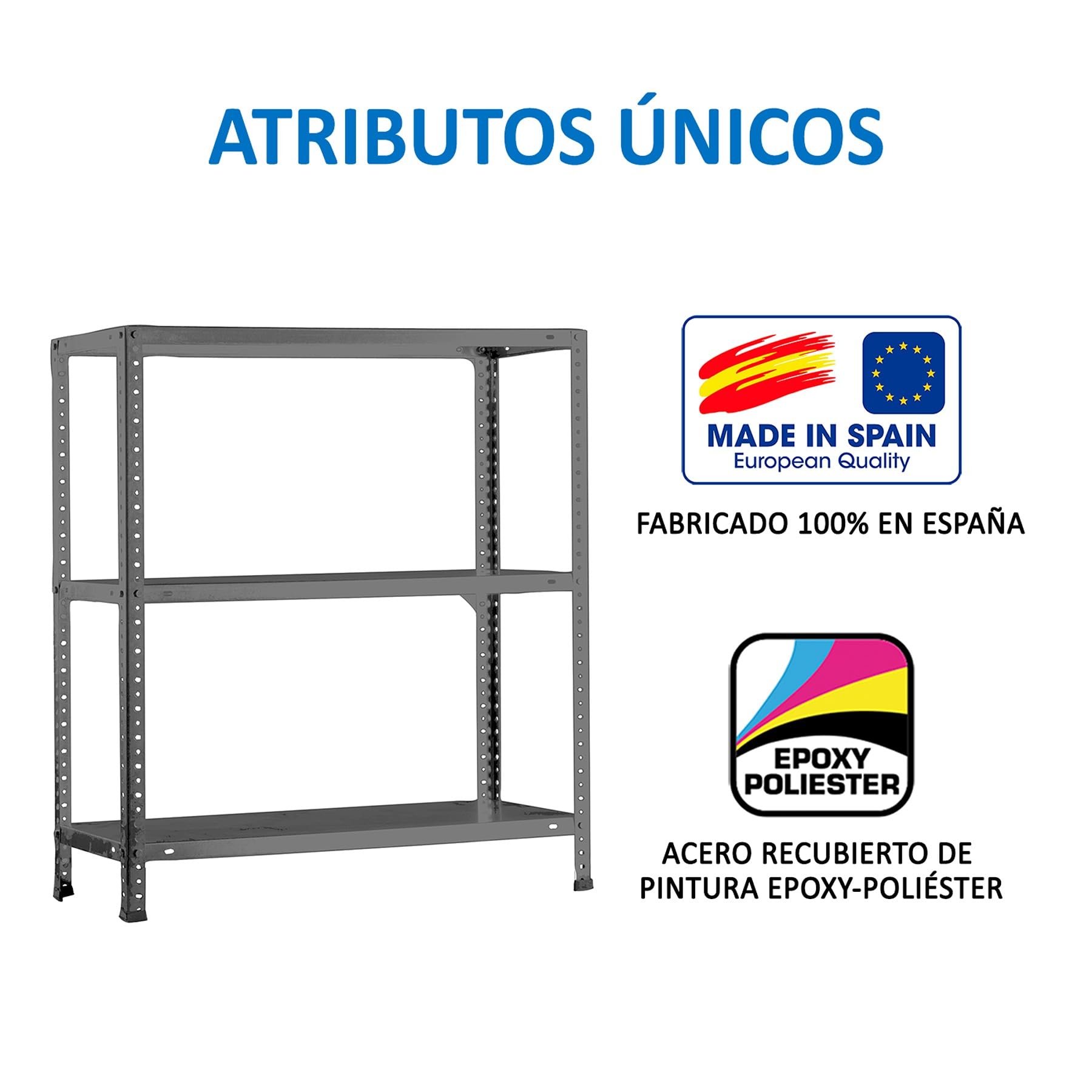 Simon Rack Estanteria Metalica 900x900x400 mm, 3 Alturas, Bandeja Metal, 75 kg de Punto Flexión, Estanteria Almacenaje, Gris - Advantage — view 8
