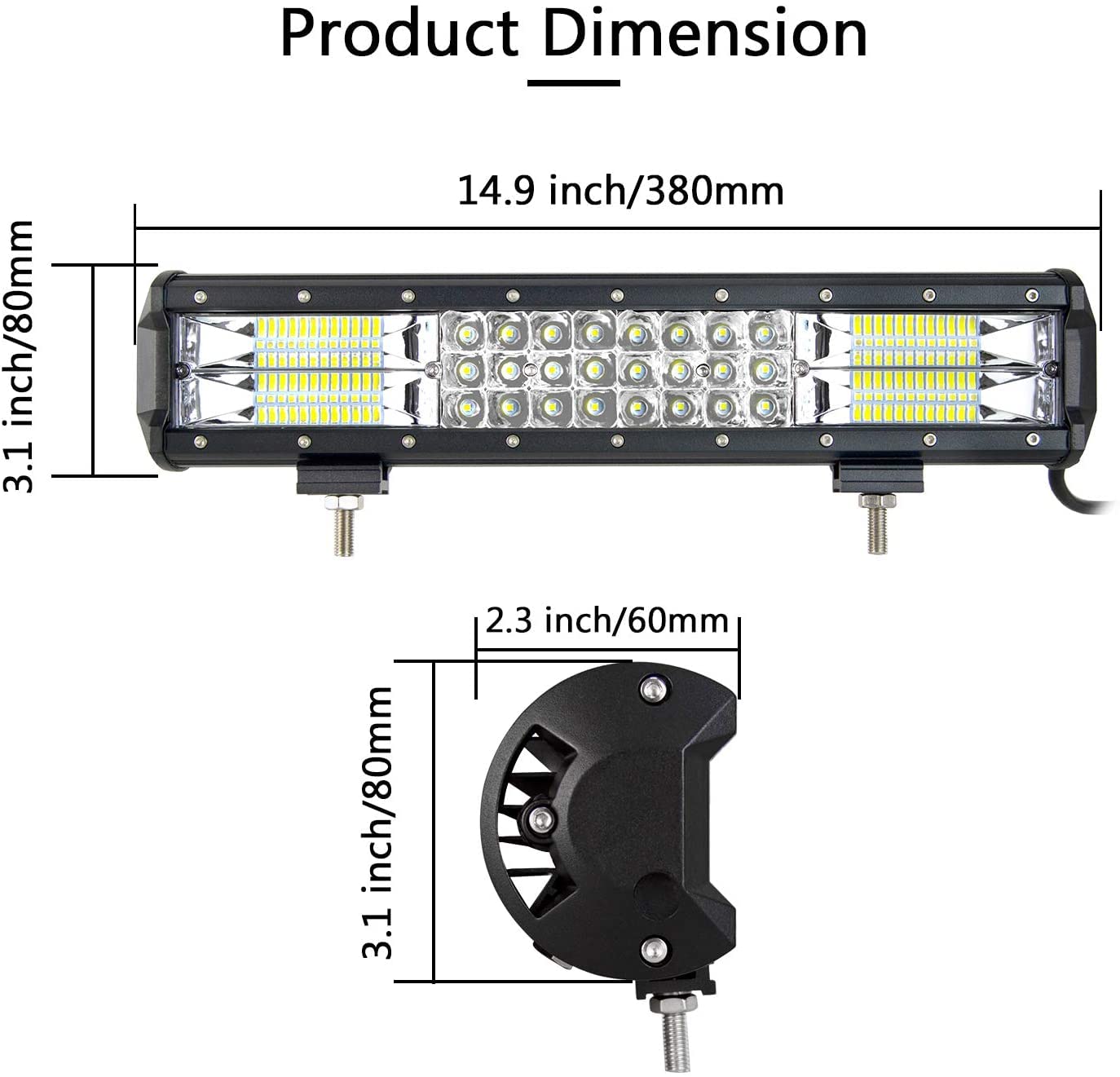 Barra LED 15 Pollici 216W Per Fuoristrada - Luci Di Guida E Lavoro Per Camion, ATV E 4x4