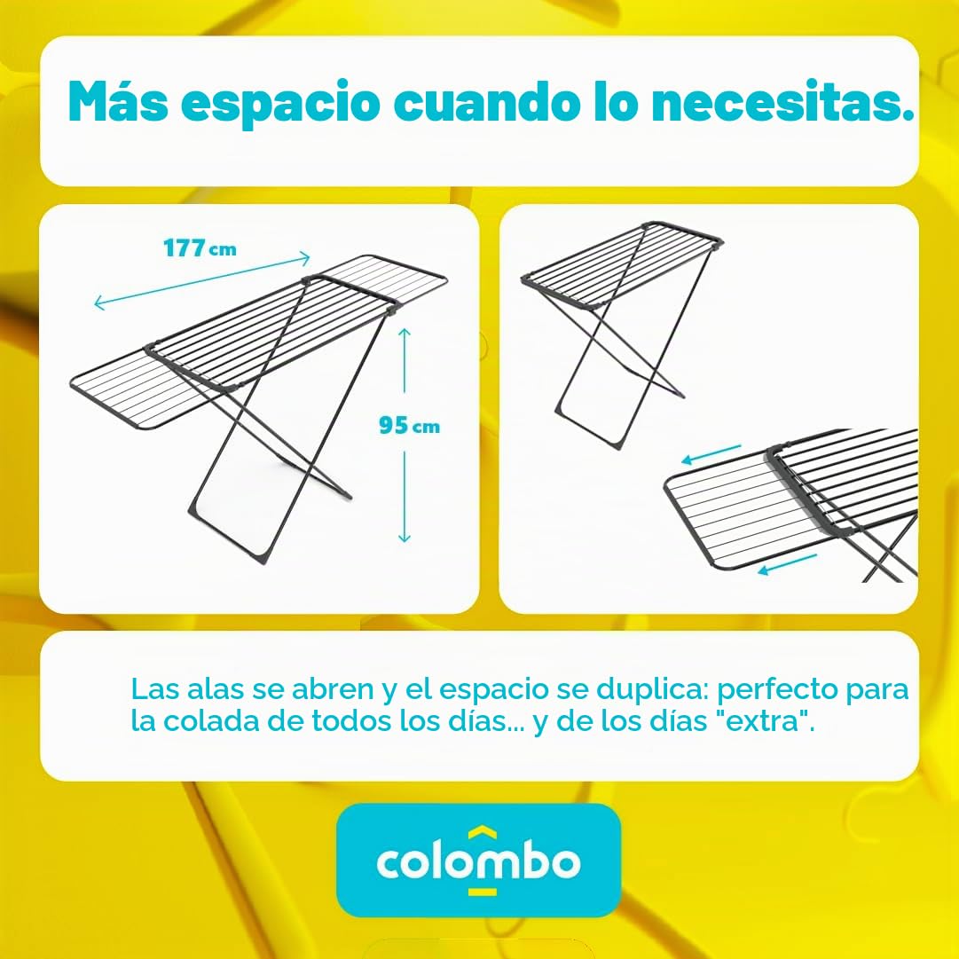 Colombo Tendedero Extensible Negro 20 Metros