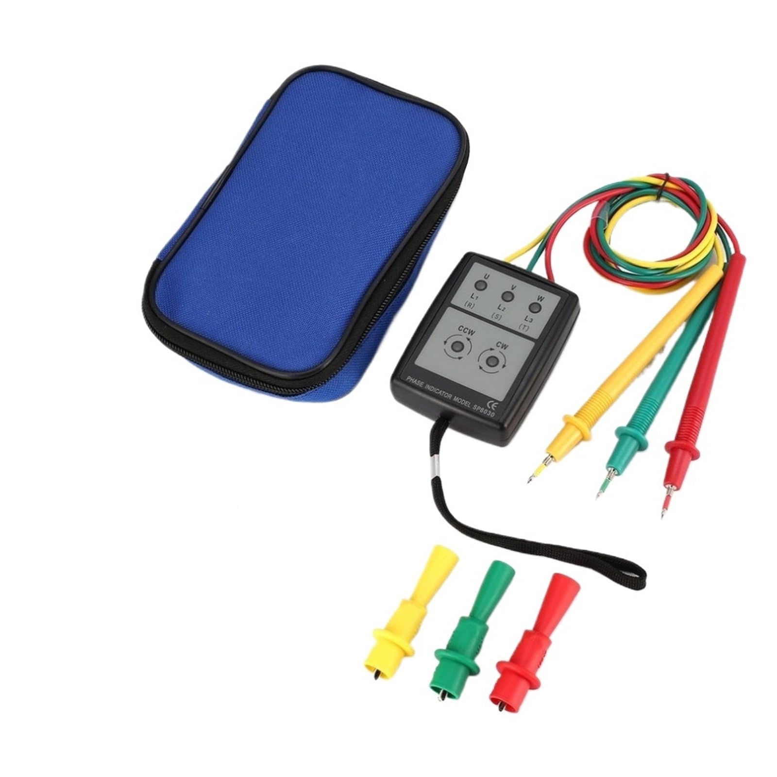 1pcs Phase Indicator Three phase Tester Phase Sequence Meter High voltage Phase Sequence Meter Phase Meter Phase Sequence Detector(SP8030 Black)