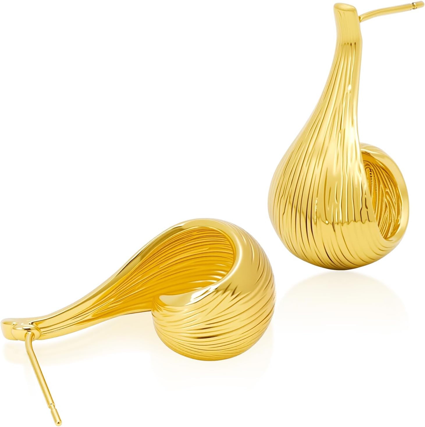 Chunky Gold Stud Earrings for Women, 14K Gold Plated Hypoallergenic Statement Earring, Dangle Drop Earrings Trendy Fashion Chunky Earings