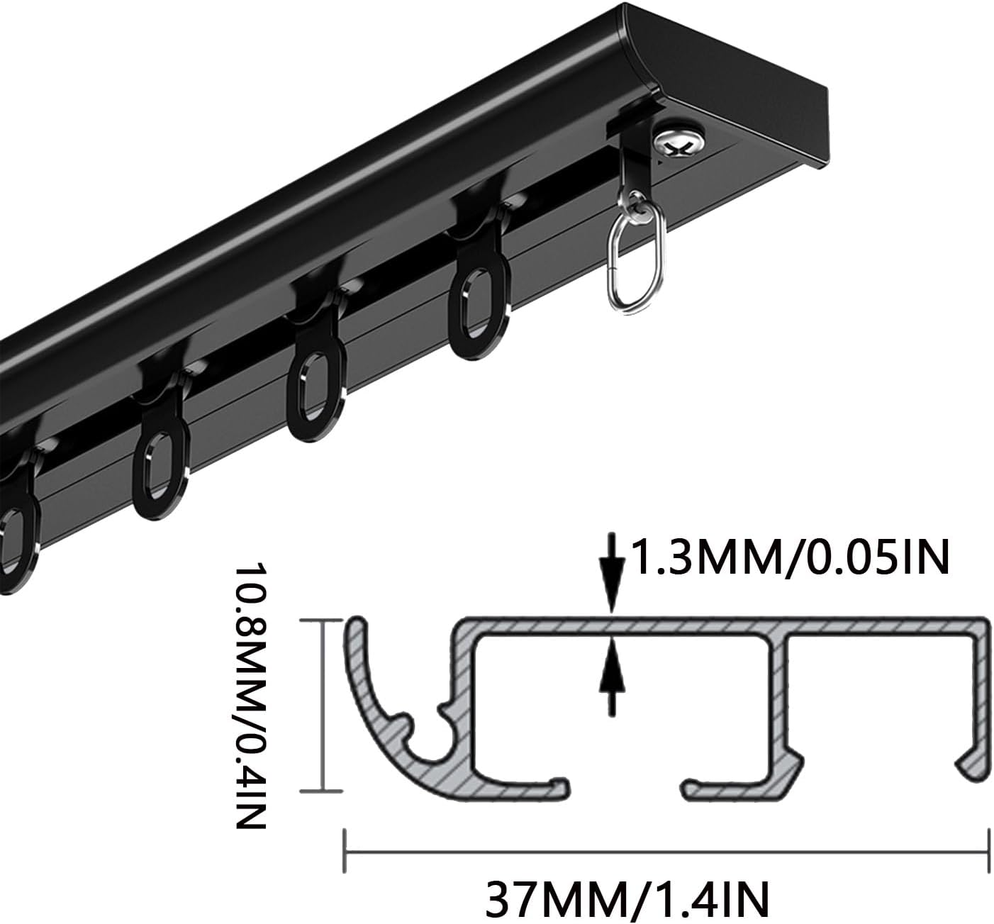 Heavy-Duty Ceiling Curtain Track Set - Wall Mounted Rails for Effortless Gliding - Durable Design, Perfect for Curtains - Flexible and Easy Installation