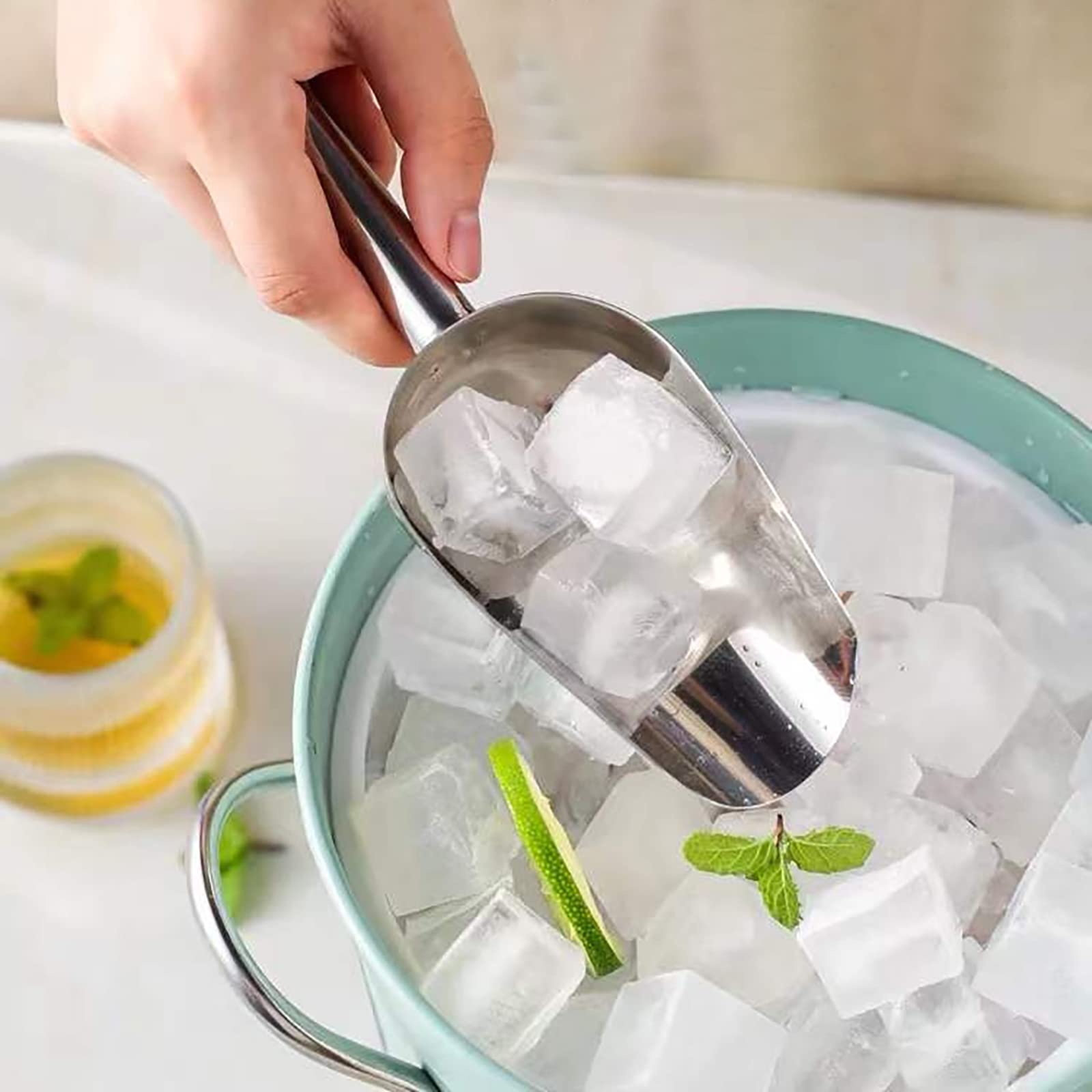 3 × Paletta per Ghiaccio in Acciaio Inox, Paletta Cibo Cucchiaini Multiuso, per per Cucine, Bar, Buffet, Cereali, Farina, Grano, Cibo per Gatti, Cibo per Cani