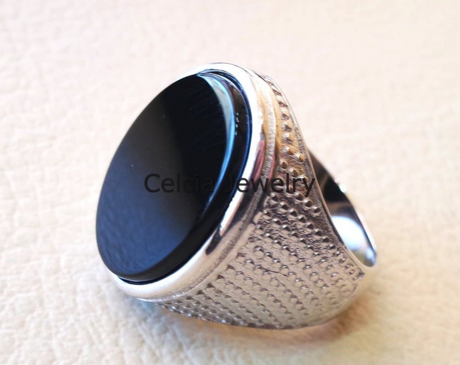 Herrenring aus schwarzem Onyx mit natürlichem Edelstein, Siegelring für das Hochzeitsversprechen, tolles Geschenk für den Freund, Geburtstagsgeschenk für den Ehemann (schwarzer Onyx)