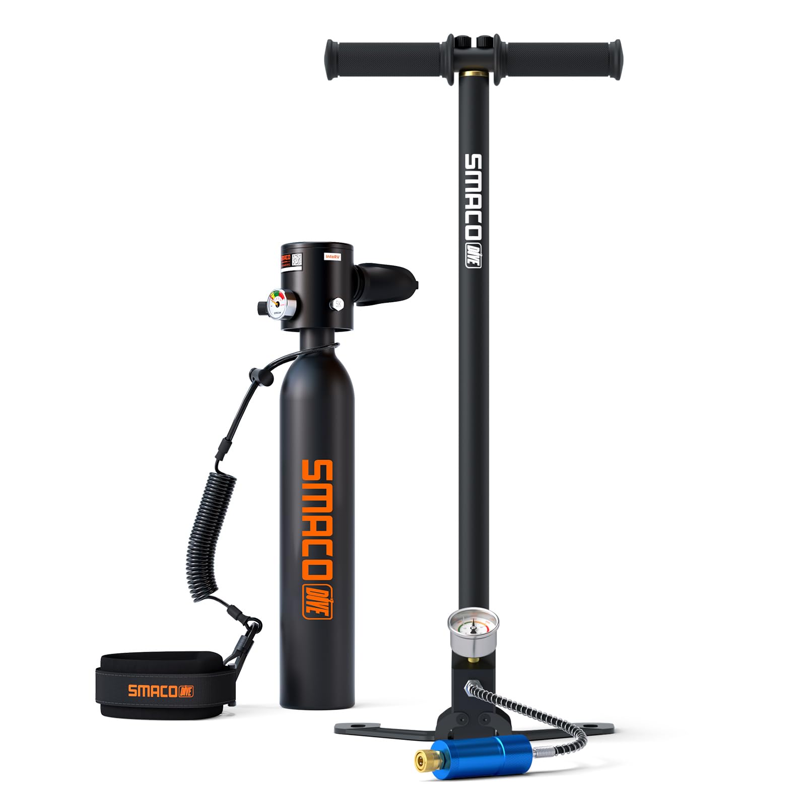 SMACO Mini Scuba Tank 0.5L Portable Small Diving Tank for Underwater Breathing Reusable Diving Cylinder Lung Air Tank for Emergency Rescue Boat