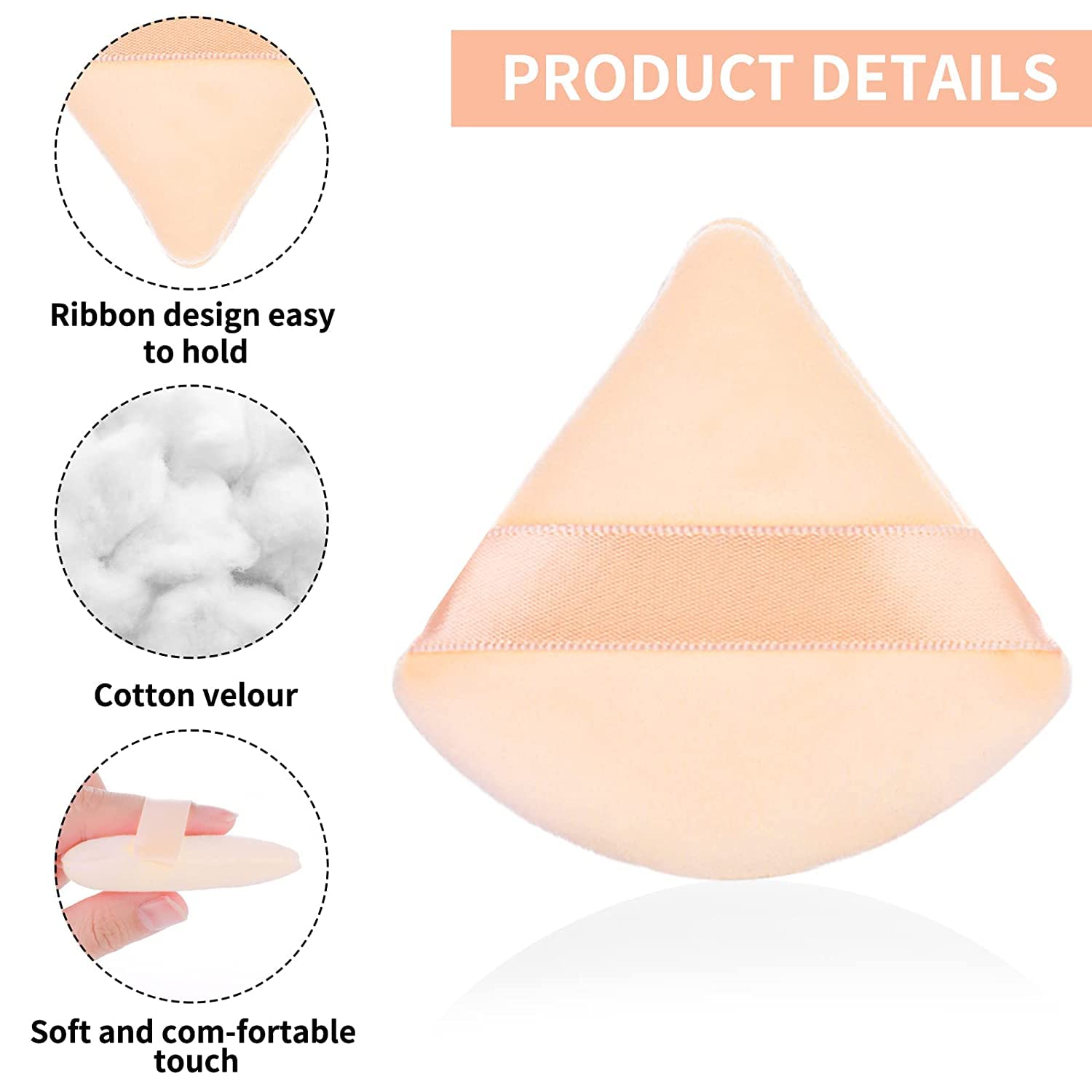 Jibaro 2 Pieces Triangle Powder Puffs Face Cosmetic Powder Puff Washable Reusable Soft Plush Powder Sponge Makeup Foundation Sponge for Face Body Loose Powder Wet Dry Makeup Tool (2Pcs Black) 1