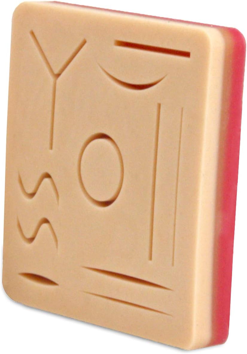 Vision Scientific VSP1001 Suture Training Pad 4” X 4” | 11 Pre-Cut Wounds Silicon Pad | Simulation 3 Layers Human Tissue | Integrated Mesh Layer | W Manual (Educational & Demonstration Use Only)