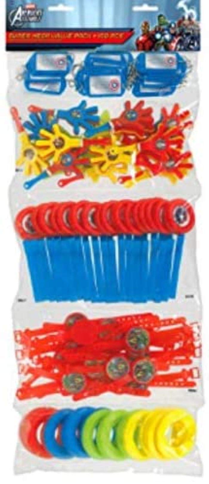 Amscan Fun Filled Avengers Super Mega Mix Value Set de regalo de cumpleaños (paquete de 100), multicolor, 24 x 9 1/4