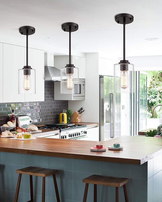 Image of 4-Pack Seeded Glass Shade Covers, Cylinder Bubble Glass Replacements Lampshade 5.9 in Height, 3.9 in Diameter, 1.7 in Fitter, High Transmittance Clear Glass Shades for Light Fixtures