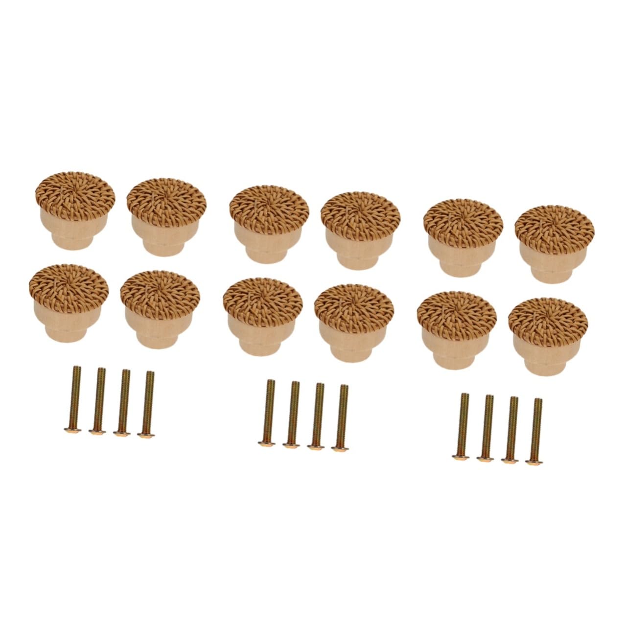 SHINEOFI 3 Set Manico Della Testa Di Funghi Vimini Maniglie Decorative Del Comò Pomoli Per Porte Interne Comò in Rattan Maniglie Per Armadi E Cassetti Pomelli Per Mobili Di Legno 4 Pezzi*3