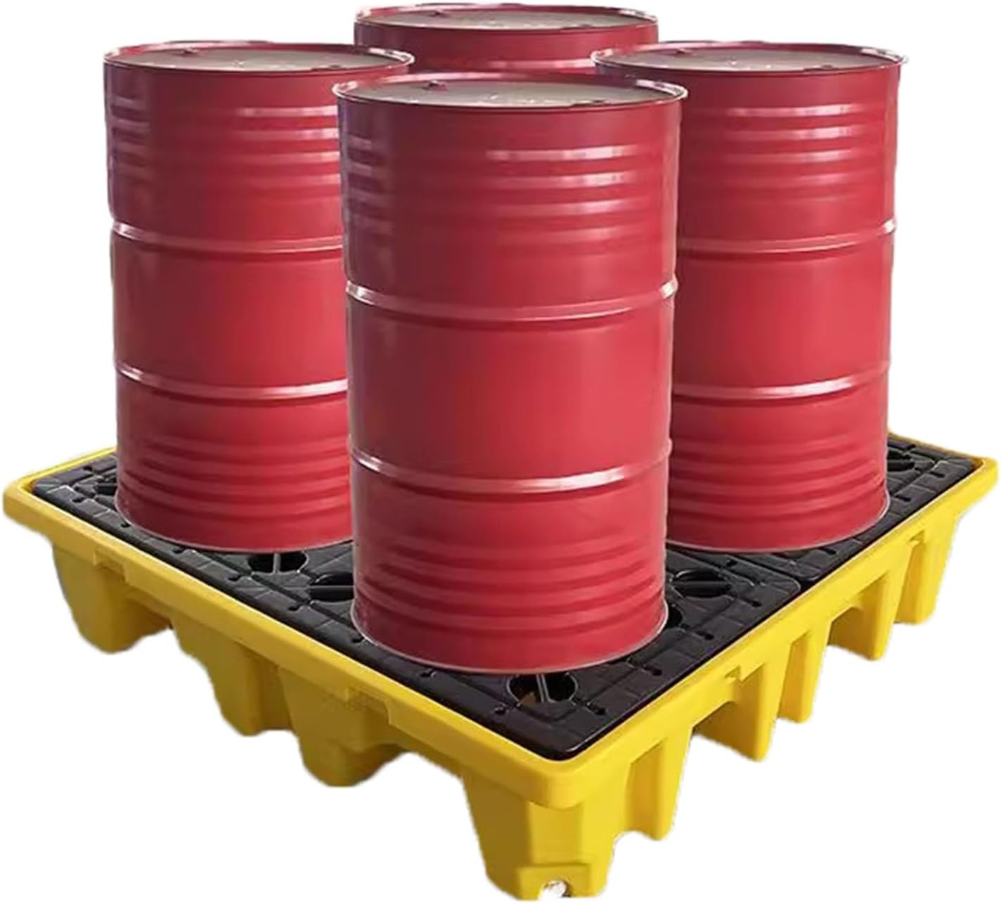 Pallets Garage Wall Racks Industrial Modular Spill Platform Containment Pallet,Heavy-Duty Spill Containment Pallet with Drain, Stackable Yellow & Black Tray for Oil Drums, Industrial Polyeth