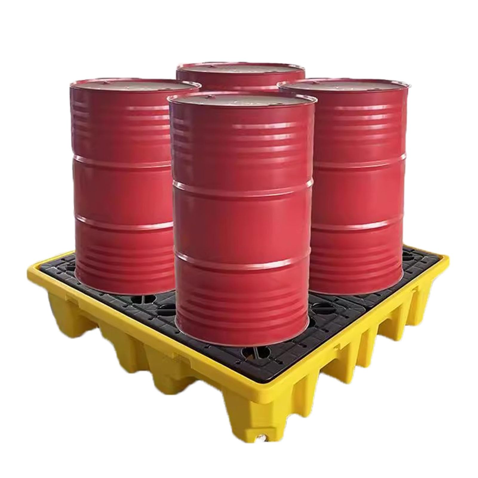 QUSYZD Heavy-Duty Stackable Spill Containment Platform with Grating & Drain, Polyethylene Spill Tray for Oil Drums, Yellow & Black, 120x60x17cm, Industrial Oil Spil,Black+yellow-120x60x10cm
