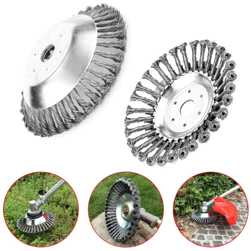 KNakasaki Cepillo Desbrozadora Profesional - Rueda de Alambre de Acero – Cabezal Recortador para Hierbas y Cultivo, Herramienta Manual Rotativa para Suelo y Jardinería