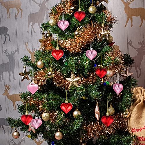 24 Pieces Heart Shaped Baubles Valentine's Day Heart Ornaments Hanging Decorations For Christmas Tree Wedding Mother's Day Anniversary Proposal Engagement Home Party Decor #TOP6