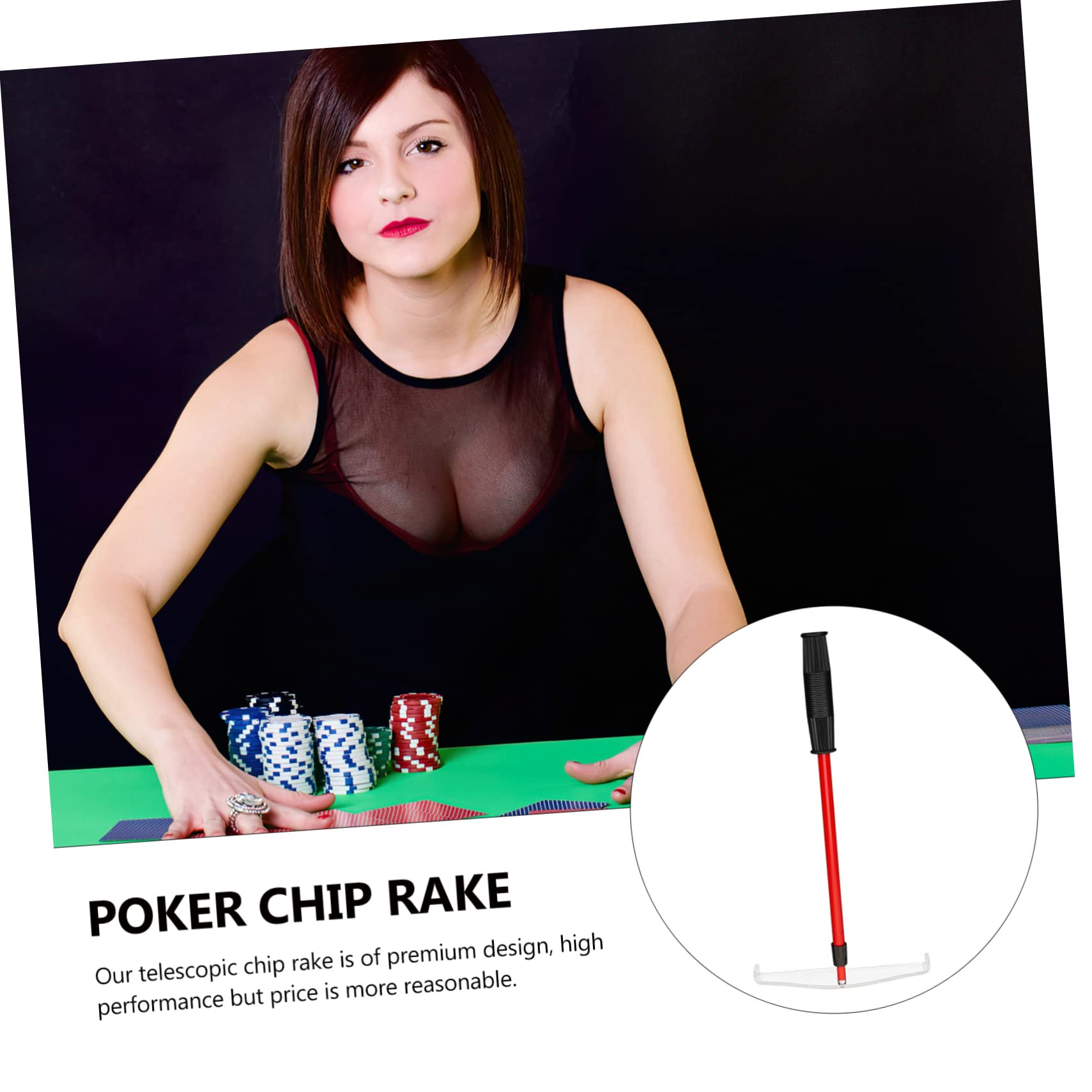 VICASKY Poker Dealer Chip Rake Poker Chip Collecting Tool Dice Chips Rake Telescopic Collector for Chip
