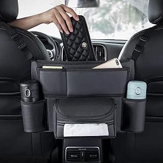 Car Storage Pocket, 2023 New Car Handbag Holder Between Seats with Multi-Pocket Between Front Seats, Kids Pet Barrier Large Capacity Storage Bag (Black)