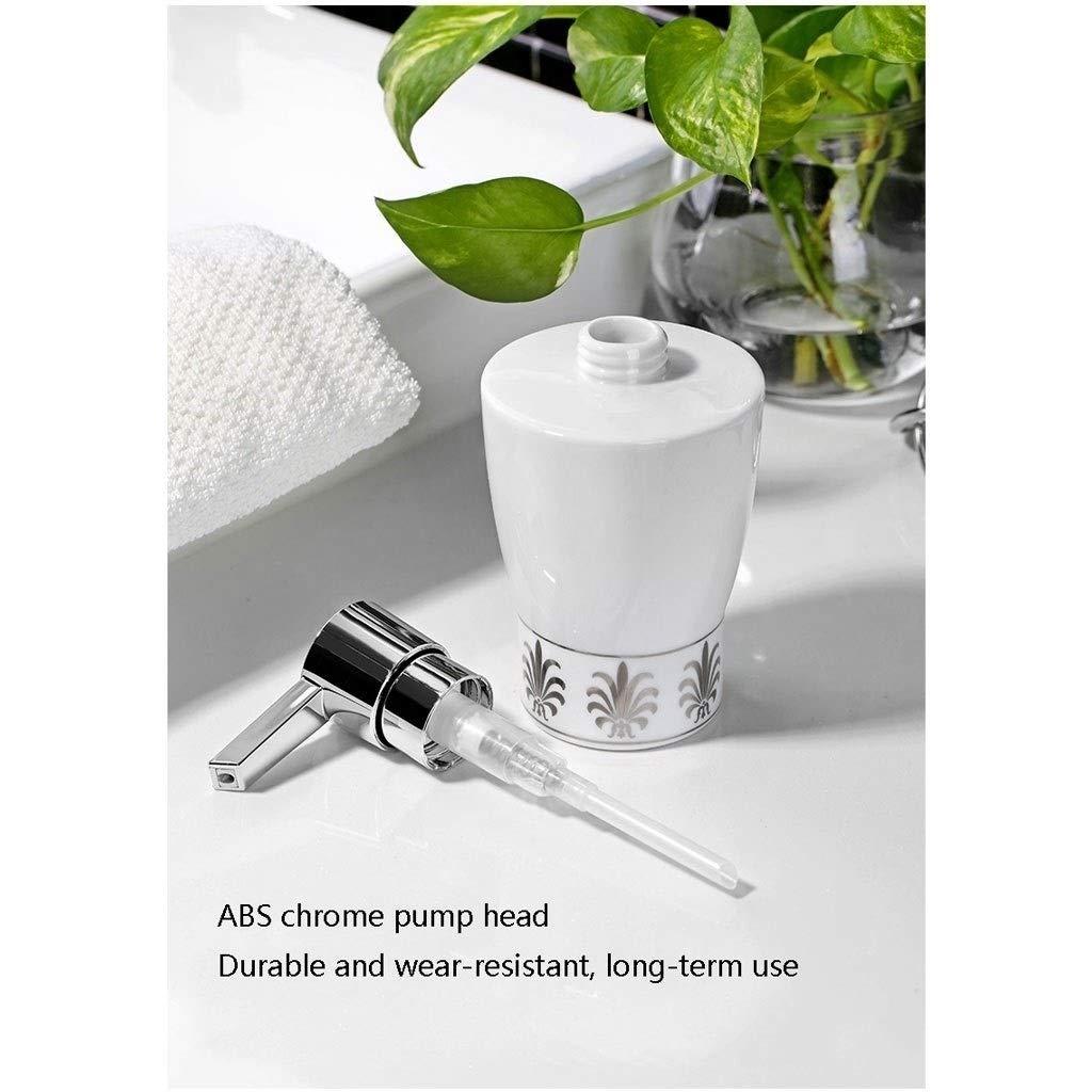 Dosificador Jabón/Reutilizable Botella para Jabón Líquido de Rayas Blanco con Oro dispensador de jabón dispensador del desinfectante con Cabeza de la Bomba Chrome cerámica Jabón for Baño Dormitorio o