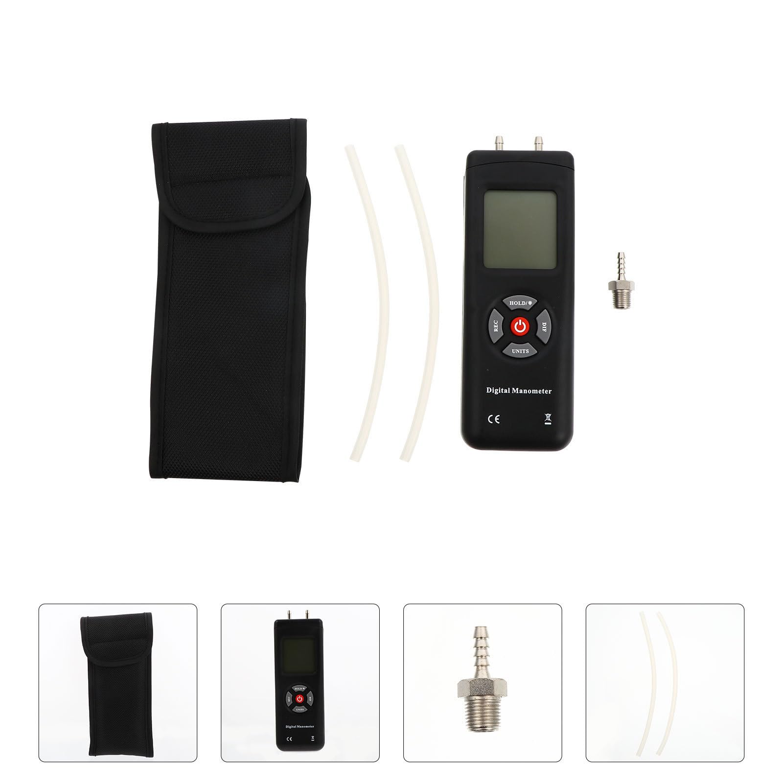 COHEALI Manometro Digitale Differenziale Portatile di Pressione Misuratore Pressione Aria Abs Nero, Spegnimento Automatico, Calibrazione