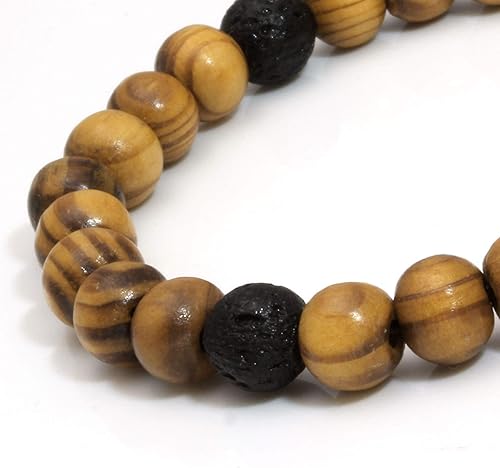 Miniatura 6 de Milakoo 4 pulseras difusoras de aceite esencial con cuentas de piedra de lava para hombres y mujeres