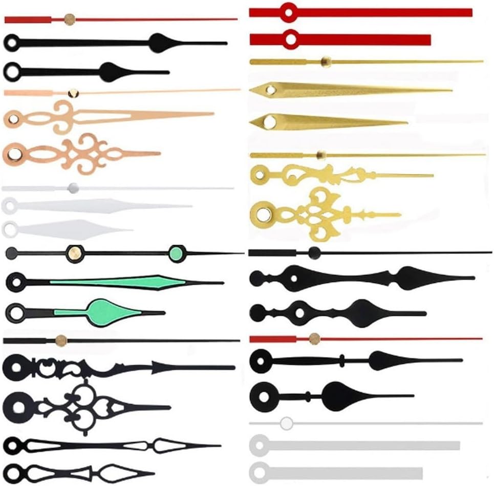 Clock Hands Kit Quartz Clock Movement Repair – 12 Pairs Replacement Pointers, DIY Clockmaking Parts Home Decor, Restoration & Craft Projects