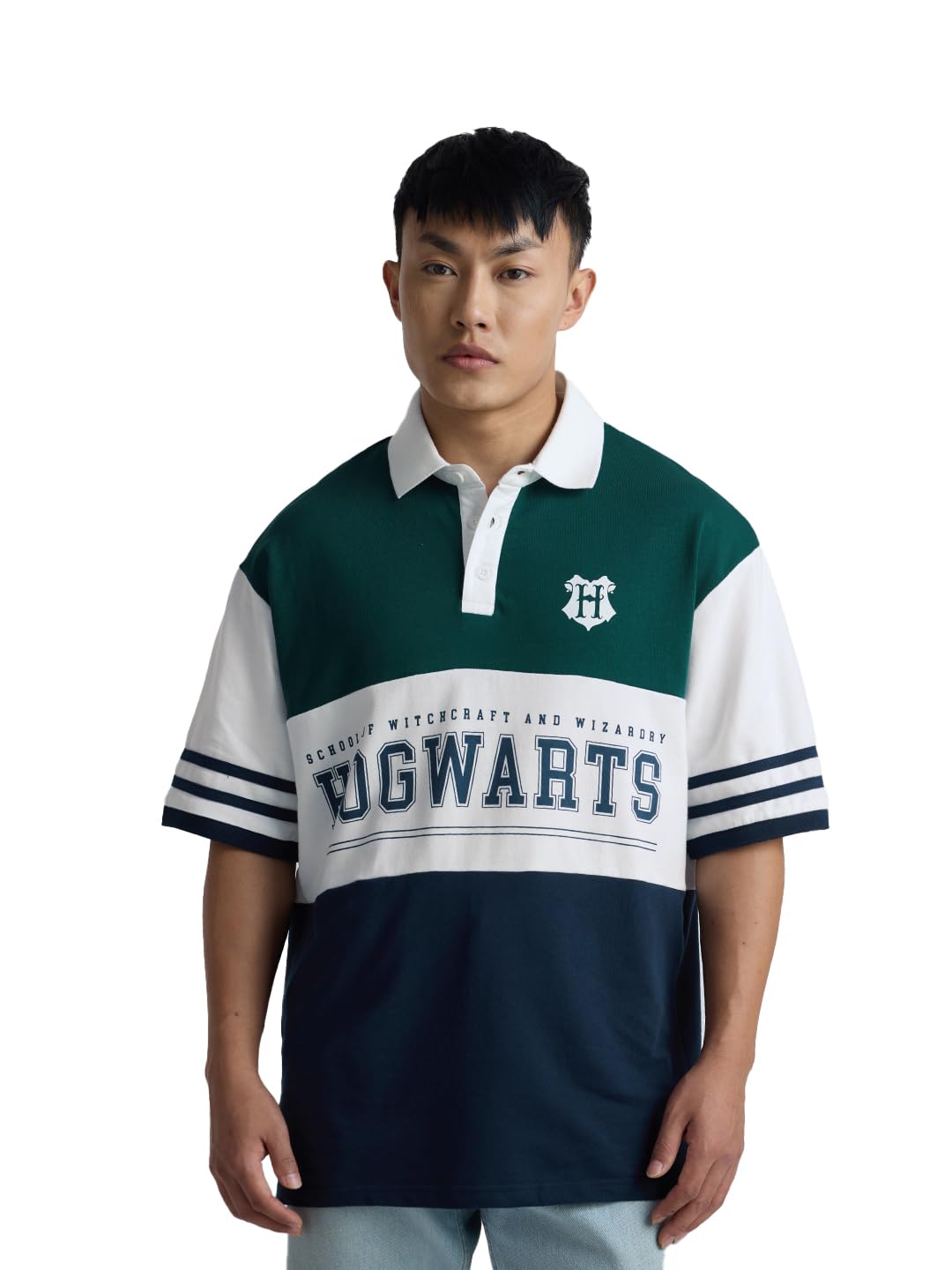 The Souled Store Men Harry Potter: Hogwarts Black Printed Easy Fit Full Sleeve T-Shirts