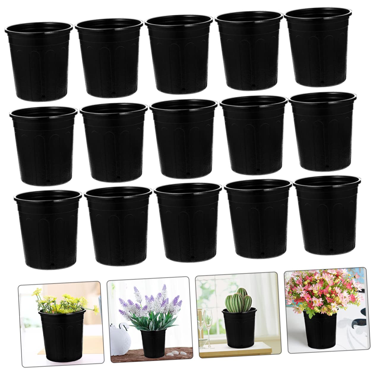 Yardwe 25 Macetas Negras para Vivero Macetas De 1 Galón Contenedores De Plantación Resistentes para Suministros De Jardín