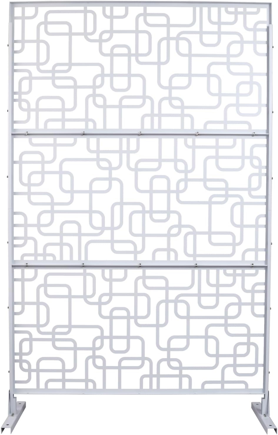 Outdoor & Indoor Metal Privacy Screen - Freestanding Decorative Privacy Fence for Deck, Balcony, Patio, Garden PS114 White