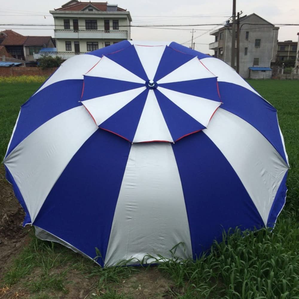XFAK Sombrilla De Playa Parasol Portátil Sombrilla Jardín 240cm Sombrilla DeTerraza Antiviento Parasol，Ventilación/Revestimiento Polyester para Terrasse Cour (Color : Blue)
