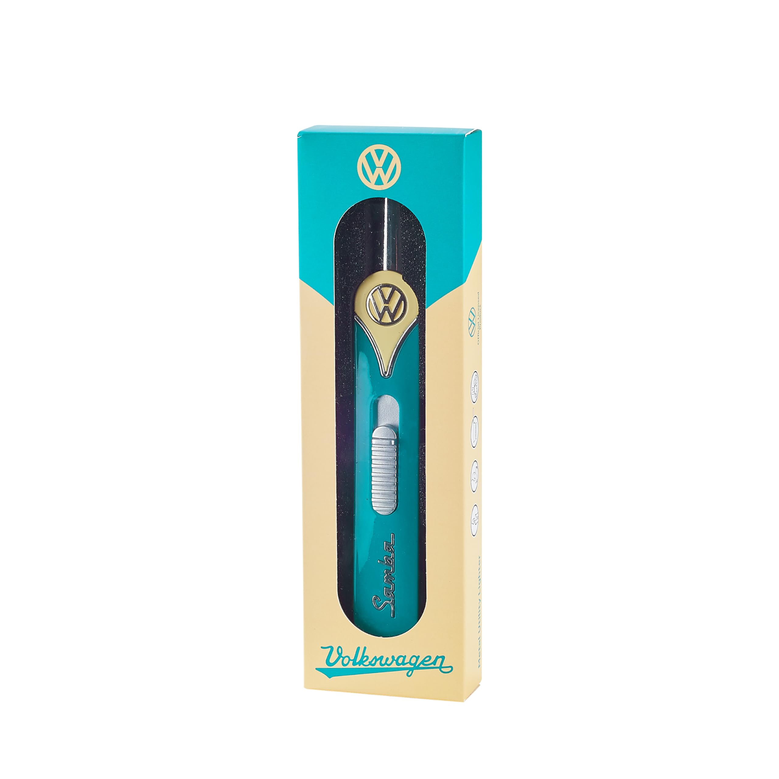 Brisa VW Collection – Briquet à Tige VW T1 Bulli Bus Rétro/Vintage en métal avec Long Cou, Rechargeable (Bleu/2,3 x 1,5 x 16,3 cm)