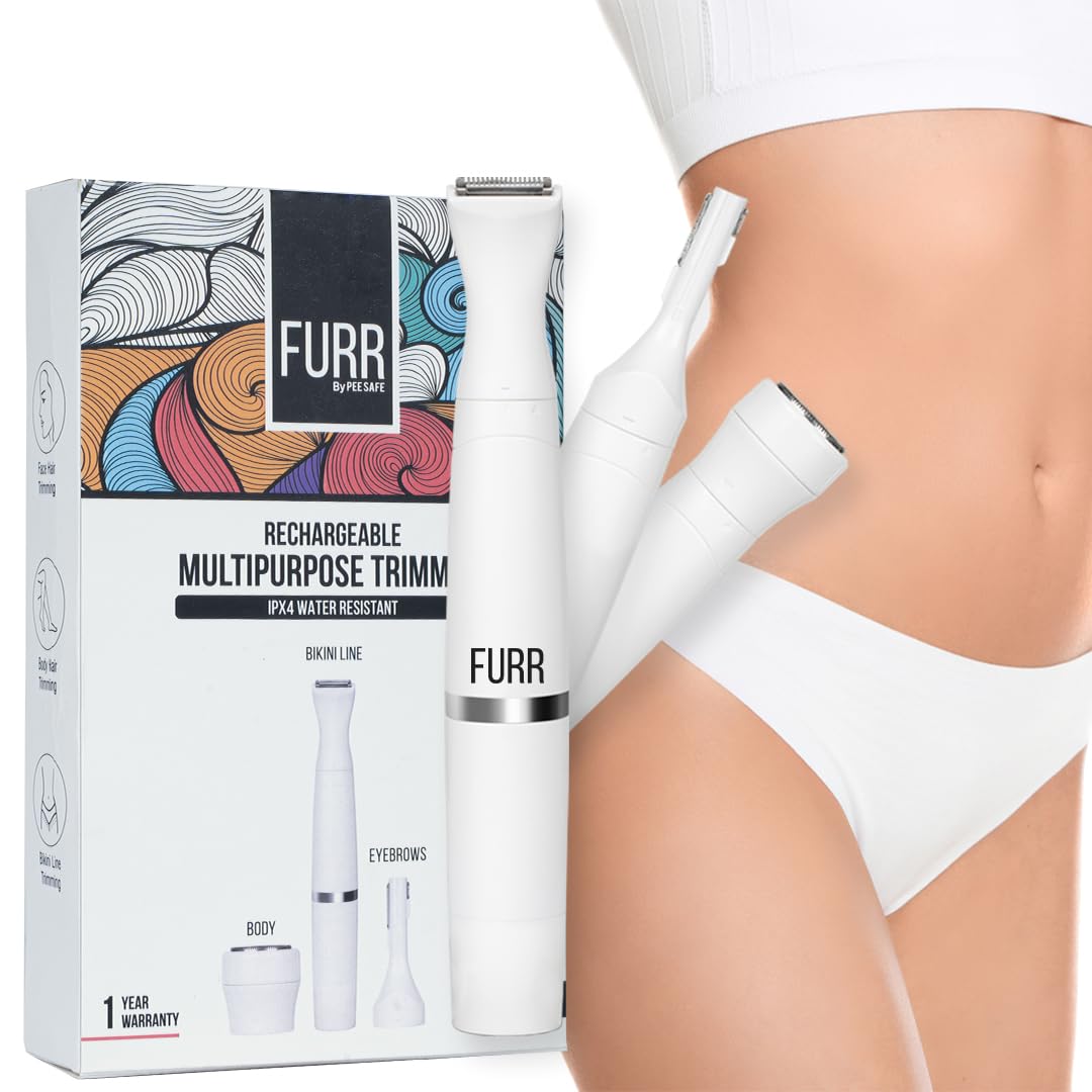 Women Furr Rechargeable Multipurpose Trimmer For Eyebrows,Underarms,Legs&Bikini Line|Water Resistant&45 Minutes Run Time|Easy To Use|Smooth&Soft On All Skin Types(1 Year Warranty)