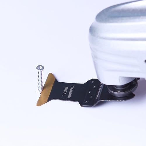 Miniatura 41 de EZARC Juego de 4 hojas de sierra oscilante de titanio, cuchillas multiherramienta de corte por inmersión para tornillos de uñas de metal y madera