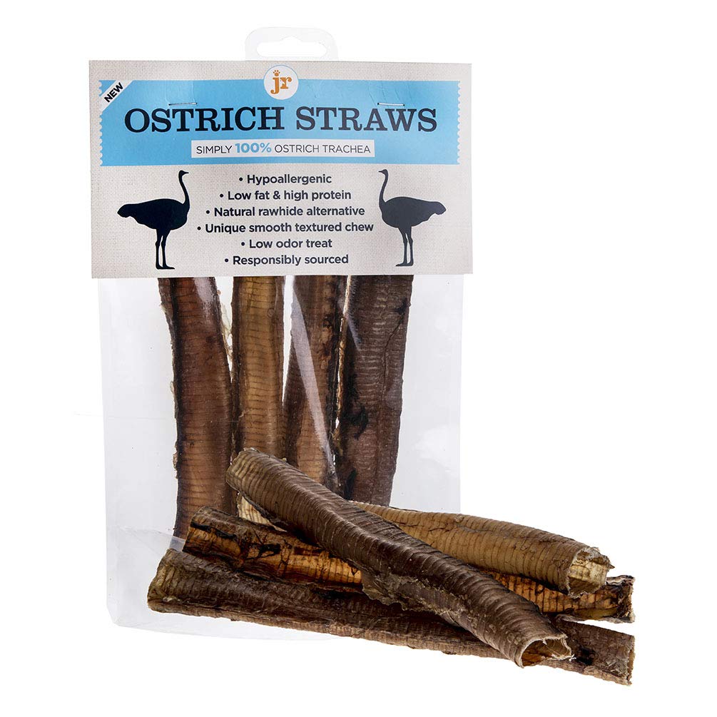 JR Pet Products 8 x 7 inch 100% Ostrich Meat Air Wind Pipe Trachea Natural Dog Chew Treat High Protein & Low Fat