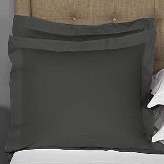 Kotton Culture Set of 2 Euroshams 100% Egyptian Cotton 600 Thread Count Cushion Cover Protector Premium Bedding (26 x 26 Inches, Grey)