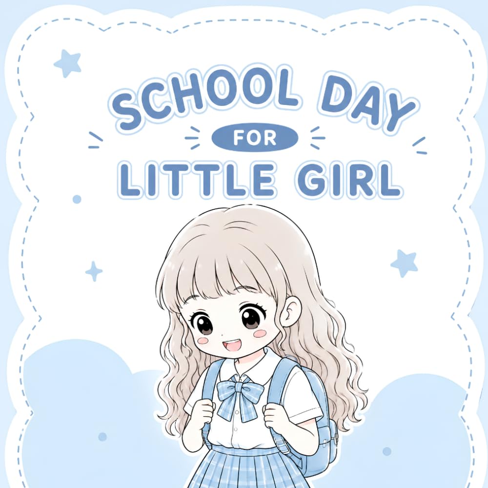 School day for little girl: Cute Everyday Activities Coloring Book